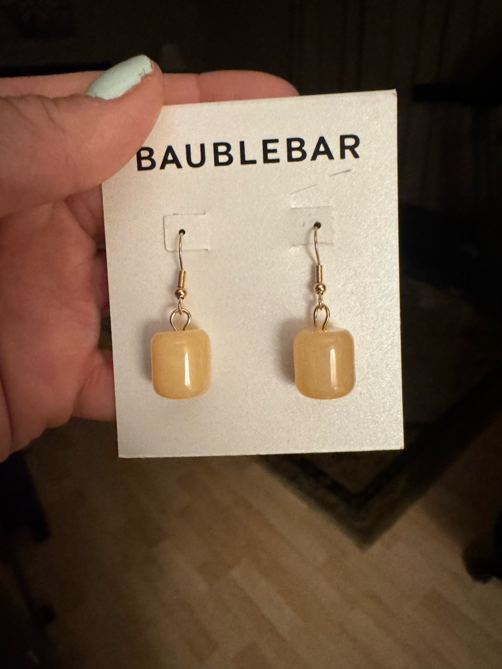 2 earrings!! BaubleBar Gold-Beige resin Drop Earrings and small gold earrings